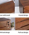 Solid Wood 4-Tier Desk Storage Box With Lockable Drawers featuring pure wood, curved and pull-out design, lock detail visible.