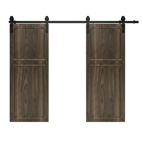 Top Shelf Heavy Duty Sliding Barn Door With Complete Hardware Kit Included Hella Smooth Gliding Double Track System For Interior Closets Easy No Sweat Setup, double panel design.