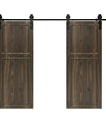 Top Tier Double Sliding Barn Door With Track And Complete Hardware Set For Closets Slick Slide American Made HDF Core built tough, showing two panels.
