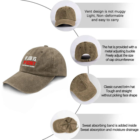 Ultra Comfy Adjustable Baseball Cap For Women Washed Distressed Low Profile Summer Hat with vent design and buckle adjustment