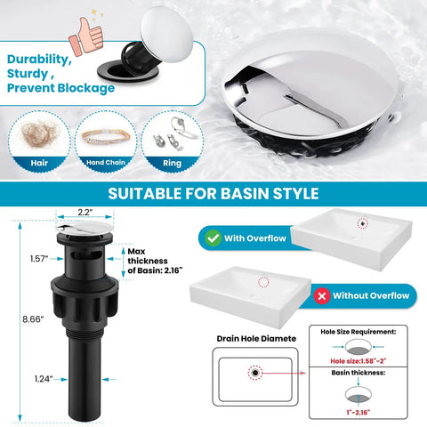 Dope Vintage Chrome 8 Inch Widespread Bathroom Faucet With Two Cross Handles pop-up drain and basin compatibility diagram