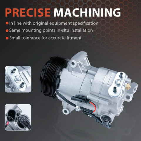 Top Shelf AC Compressor Kit Coupled With Heavy Duty Clutch Slick Cabin Climate Control Rig Tune Up For Chevrolet Cruze 1.8L showing precise machining details.