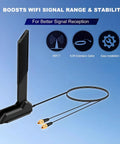 WiFi 7 Gaming Antenna With EZ Plug Connector For ROG Strix TUF Crosshair Prime And ProArt Series Motherboards Not RP-SMA Magnetic Base Boosts Signal For Seamless Online Play And Less Lag