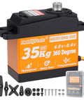 HobbyPark 35kg 360° continuous-rotation servo with metal gears; orange case, waterproof, programmable