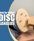 Xtra Large Natural Rubber Sandpaper Cleaner Block For Woodworking, 2 Pack 2x2x12 Inch in use with disc sander