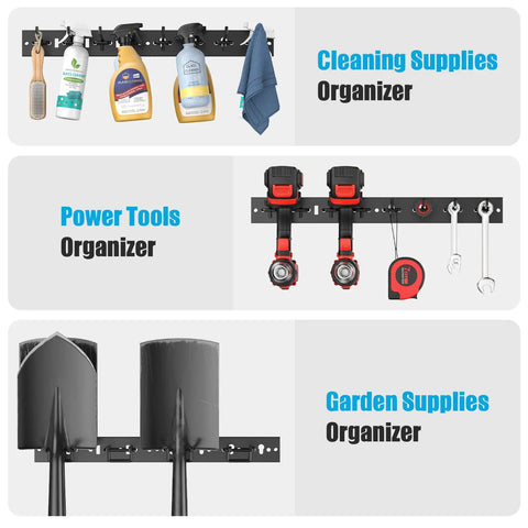Modular Pegboard Strip Storage System with 3 Wall Mount Strips 16 Pegboard Hooks and 4 Double Hooks Heavy Duty Metal Slat Organizer