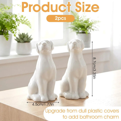 Adorable White Ceramic Dog Toilet Bolt Covers Transform Your Bathroom With These Hella Stylish Screw Caps That Bring Real Personality To Your Space While Offering No Sweat Install 2 Piece Set, size 3.35 x 1.77 in.