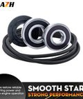 Fit This Straight Fire Washer Drum Bearing And Seal Setup to Kick Out Loud Screech Noise and Restore Full Spinning Power, featuring three bearings and rubber seals.