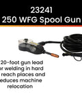 Spool Gun For 250 WFG MIG Welder 20 Foot Lead See Through Cover For Quick Wire Checks Aluminum Ready And Works On Mild Steel