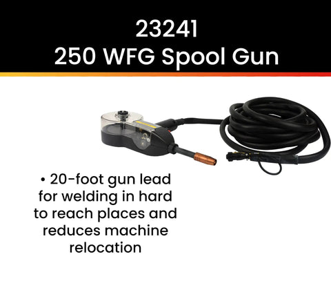 Spool Gun For 250 WFG MIG Welder 20 Foot Lead See Through Cover For Quick Wire Checks Aluminum Ready And Works On Mild Steel