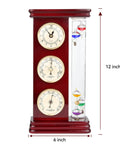 Analog Weather Station With Galileo Thermometer And Quartz Clock In Gold Finish Dope Barometer And Hygrometer
