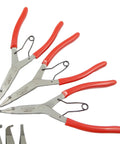 Lock Ring Pliers Set 9 Inch 3 Piece With Straight Right Angle And Thin Bent Curved Tips Made in USA Red Grips Smooth Spring Action