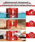 Fire Extinguisher Sign With Down Arrow 12 Pack 8x6 Inches Two Sided V Sign Acrylic demonstrating waterproof, dustproof, easy cleaning features.