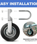 Heavy Duty Gate Wheel For Metal Swing Gate Smooth Rolling Lift With Lock On Non Slip Grip mounted on adjustable height frame