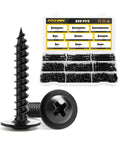 Wood Screws Assortment Kit Eight Sizes From Half Inch To Two Inch 220 Pieces Built Tough High Hardness Black Phillips Truss Head