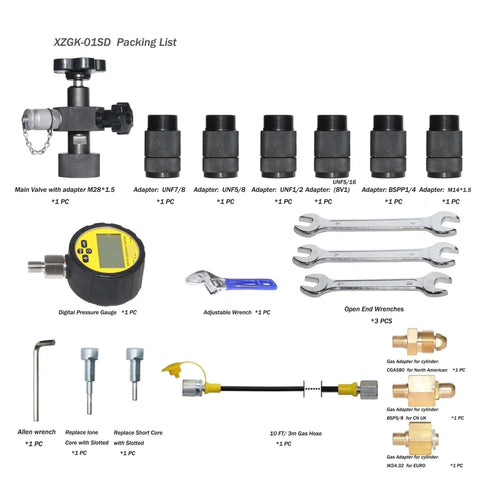 Digital Hydraulic Accumulator Nitrogen Charging Tools And Pressure Test Kit For On Site Maintenance With Pressure Gauge And Inflation Valves Flexible Tubes Pro Grade Portable System