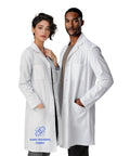 White Unisex Lab Coat With Roomy Over Clothing Fit Dope Workwear Laboratory Coat For Everyday Use Durable Lab Jacket For Men And Women Classic Yet Modern Style Size M