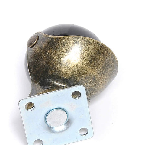 Vintage Bronze Swivel Caster Wheel with black ball and metal plate, 2 Inch Replacement Furniture Casters Roll Smooth With Sturdy Brake Lock 360 Degree Rotating Chair Glides Easy Install For Sofas.