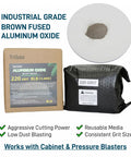 Brown Fused Alumina Blasting Media For Metal Glass And Ceramic Surfaces 80 100 120 220 Grit For Sand Blasters Siphon And Pressure Feed Setups Ideal For Rust Removal And Paint Stripping Prep packaging and product sample.