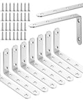 Heavy Duty Stainless Steel L Shaped Shelf Brackets 10 Pack With Pre Drilled Holes And Screws for wood shelves and outdoor use