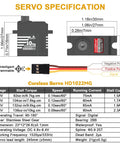 Waterproof Beefed Up 10Kg Torque Steering Servo With Coreless Motor And Metal Gear Includes Servo Mount Bracket for 1 18 Scale Crawler Cars TRX4M Compatible Upgrade specifications chart