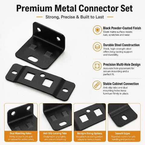 8 Pack Stainless Steel L Shaped Corner Brackets With Screws For Quick Fitting Anti Loosen Right Angle Support black coated