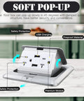 Legit Heavy Duty Pop Up Floor Electrical Outlet Cover With 20 Amp Power And Quick Usb Charging Silver Retractable Recessed Socket showing USB charging and safety protection features.