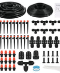 All In One Drip Irrigation Kit With 234 Feet Of One Quarter Inch Tubing 87 Quick Connectors And Drip Emitters on white background