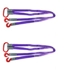 Beefy Heavy Duty Lifting Slings With Hooks 5 Ft 2 Pack Polyester Webbing Rigging Straps 4,409 Lb Capacity Purple