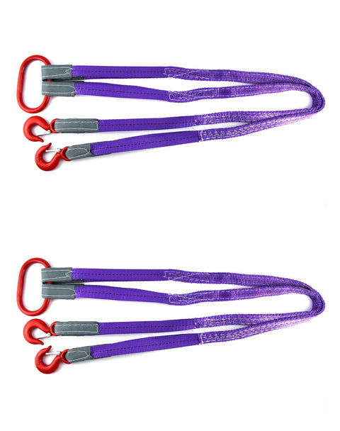 Beefy Heavy Duty Lifting Slings With Hooks 5 Ft 2 Pack Polyester Webbing Rigging Straps 4,409 Lb Capacity Purple