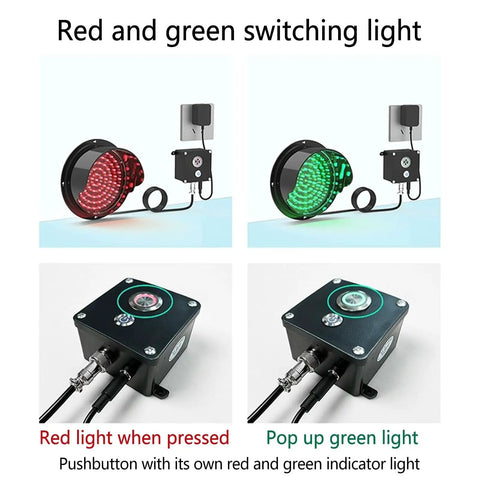 Heavy Duty Led Traffic Signal Light For Loading Docks And Car Washes With Easy Push Button Control showing red and green lights.