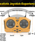 KidsFaves remote control excavator toy; yellow plastic controller with two joysticks and antennas
