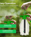 Person using a 27 Ounce Handheld Pump Sprayer with Adjustable Brass Nozzle for Plant Watering, Garden Care, Pet Bathing, and Home Maintenance.