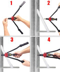 Beast Mode 16 Inch Rivet Nut Tool Kit With 17 Metric And SAE Mandrels in use, demonstrating quick-change and ergonomic leverage features.