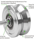 4 Inch V-Groove Gate Wheel Made Of Solid Steel With Dual Sealed Bearings, Heavy Duty Industrial Sliding Wheel For Inverted V Track Gates Up To 3000 Lbs, Screw Included No Brackets Required Maintenance Free