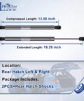 Nissan Pathfinder Rear Hatch Shocks And Struts Lift Gate Gas Springs Direct Fit 6110 Compatible With 2005 2006 2007 2008 2009 2010 2011 2012 Replacement SG325023 Pack Of 2 showing compressed and extended lengths