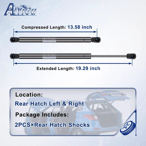 Nissan Pathfinder Rear Hatch Shocks And Struts Lift Gate Gas Springs Direct Fit 6110 Compatible With 2005 2006 2007 2008 2009 2010 2011 2012 Replacement SG325023 Pack Of 2 showing compressed and extended lengths