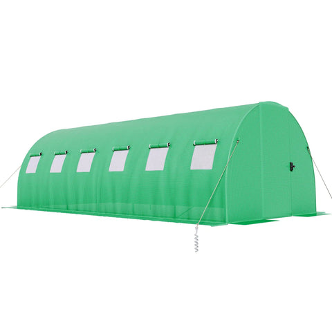 20 By 10 Ft Walk In Tunnel Greenhouse With Built In Sprinkler System Heavy Duty Galvanized Steel Frame Waterproof PE Cover Ideal For Backyard Gardeners And Seasonal Plant Growth