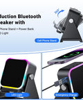 Induction And Bluetooth 5.3 Speaker With Phone Stand 5 In 1 Wireless Audio for iPhone and Android Rechargeable Colorful Light Amplifier