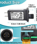 24V 0.3A LED Transformer Power Supply With 8 Modes IP44 Waterproof Low Voltage Class 2 Transformer US Plug, dimensions shown