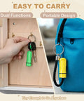 Mini LED Flashlight Keychain 24 Pack Bulk Assorted Colors for Hiking Camping Parties Night Reading Kids Emergency Prep Hunting and Everyday Carry Tiny Portable Pocket Light attached to keychain and backpack