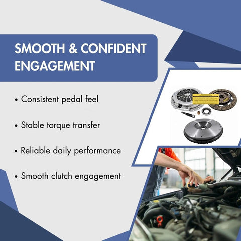 Heavy Duty Clutch Kit Paired With Upgraded Steel Flywheel Built Tough For 2005 To 2009 Nissan Frontier Xterra 40L Manual features installation process and performance notes.