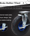 Heavy Duty Swivel Plate Casters With Thick Rubber Tires And Reliable Side Lock Brakes 4 Pack close-up of brake rubber wheel design.
