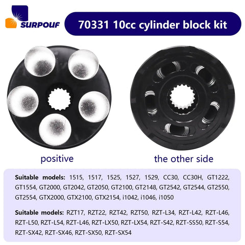70331 10cc Block Kit For 10A Series Pumps Beefy Heavy Duty Hydraulic Block Kit Built For Rugged Equipment And Tough Workloads Keeps Your Machine Running Smooth And Extends Life. black 10cc cylinder block kit, side views