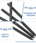 Pro Grade Stainless Steel Wire Rope Terminal Kit With Threaded Cable End Fittings For Sleek Stair And Balcony Railing Clean Look No Sweat Install Four Piece Set showing black stainless steel threaded fittings.