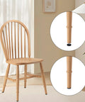 Twelve Pack Adjustable Furniture Leveling Feet With One Quarter Inch Twenty Thread Crushes Wobbly Tables And Uneven Floors Straight Out Of Box Dead Simple Setup For Rock Solid Stability Daily on a wooden chair, showcasing adjustable feet.