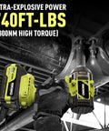 Beefy Half Inch Cordless Impact Wrench With 295 Ft Lbs Torque, Brushless Motor, 4Ah Battery showing 740 Ft-Lbs power