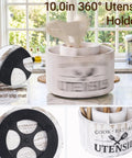 Extra Large 10 Inch Kitchen Utensil Holder With Slick 360 Degree Lazy Susan Spin, modern design with rubber anti-slip base.