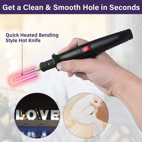 4 In 1 Foam Cutter Set With 18W High Power Electric Styrofoam Cutter Kit displaying 5cm bend knife in use