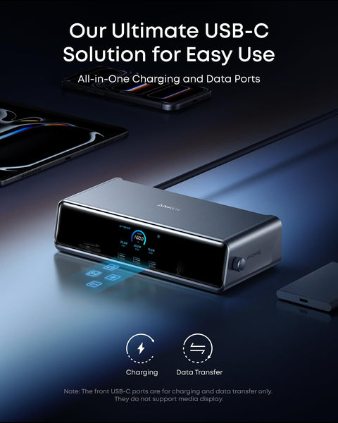 Sleek Prime Docking Station with Fourteen Ports for a Slick Triple 4K 60Hz Setup featuring USB-C, HDMI, DisplayPort connectivity.
